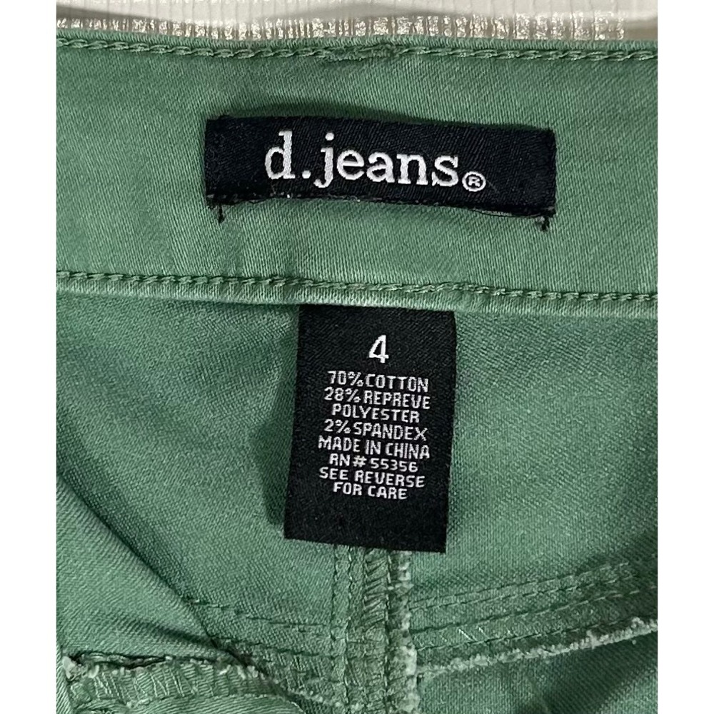 D.Jeans Womens Green Cropped Cuffed Pants Size 4 Stretch Twill Mid Rise 5-Pocket - Picture 5 of 6